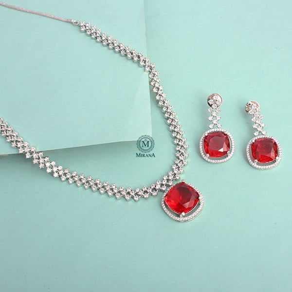 Nomisha Red Color Designer Necklace Set