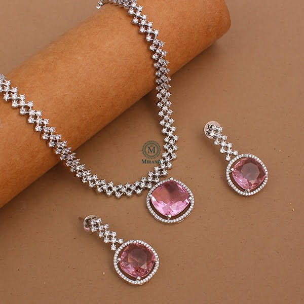 Nomisha Pastel Pink Color Designer Necklace Set