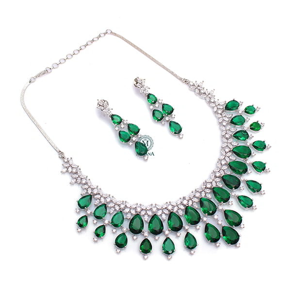 Elvi Emerald Green Designer Necklace Set