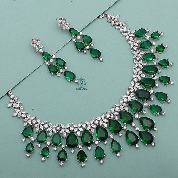 Elvi Emerald Green Designer Necklace Set