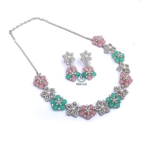 Princy Pearl Fusion CZ Designer Necklace Set