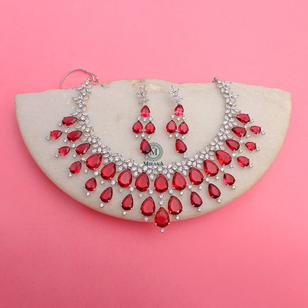 Elvi Red Designer Necklace Set