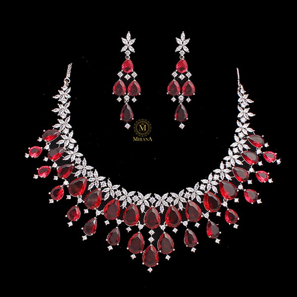 Elvi Red Designer Necklace Set