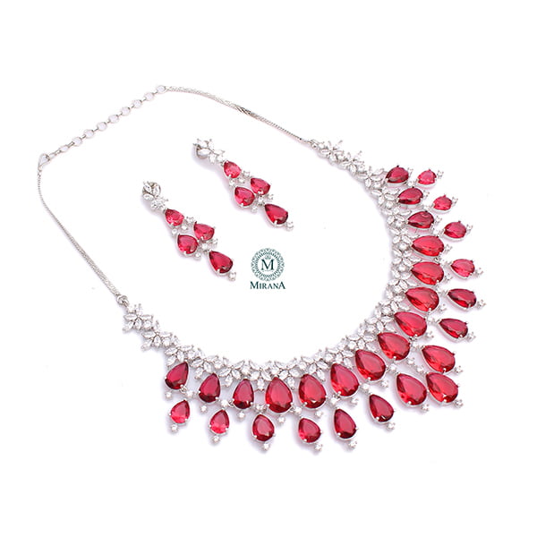 Elvi Red Designer Necklace Set