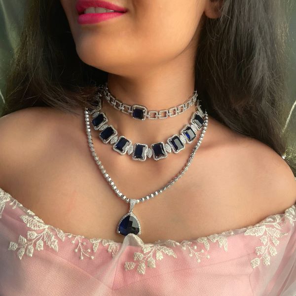 Kiara Sapphire Blue Layered Necklace