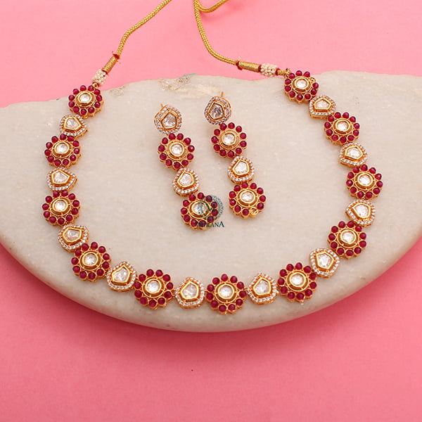 Krishi Ruby Polki Designer Necklace Set