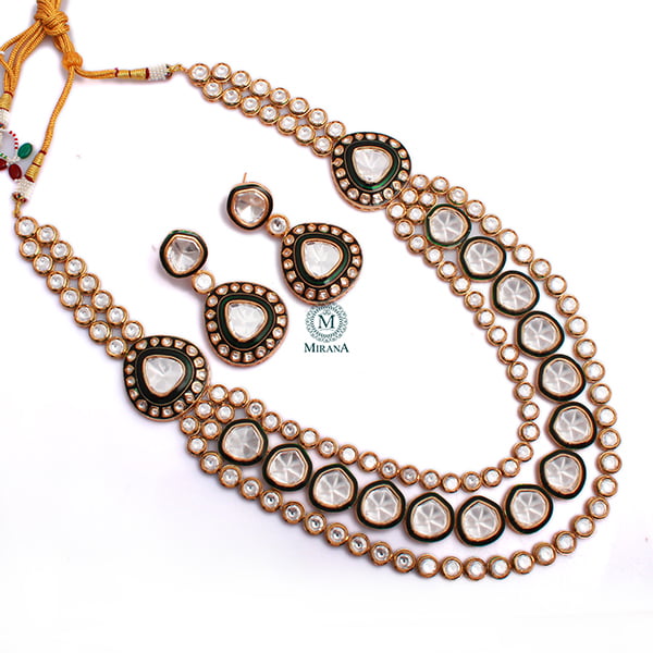 Tisya Polki Long Designer Necklace Set