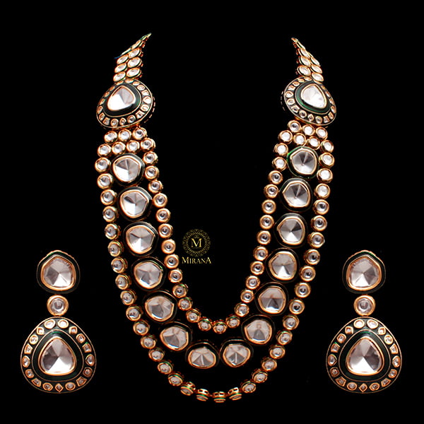 Tisya Polki Long Designer Necklace Set