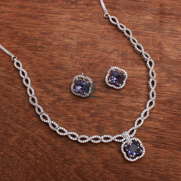 Mishi Lavender CZ Designer Necklace Set