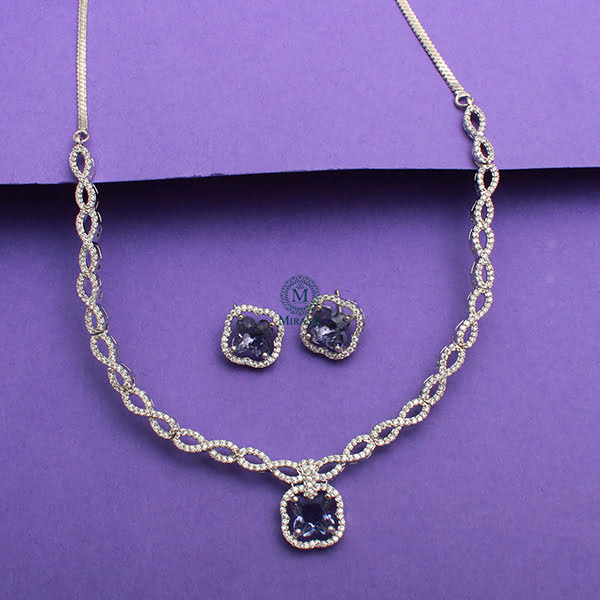 Mishi Lavender CZ Designer Necklace Set