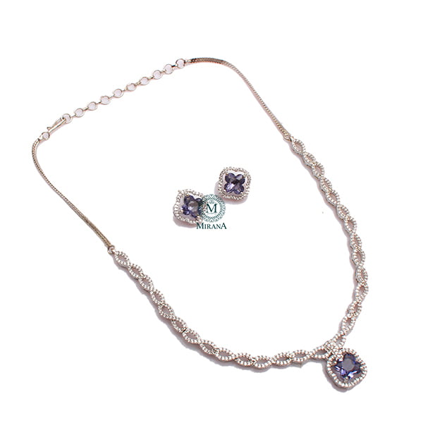 Mishi Lavender CZ Designer Necklace Set