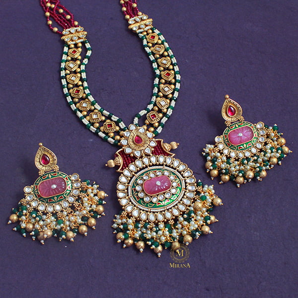 Nihari Multi Colour Antique Long Necklace Set