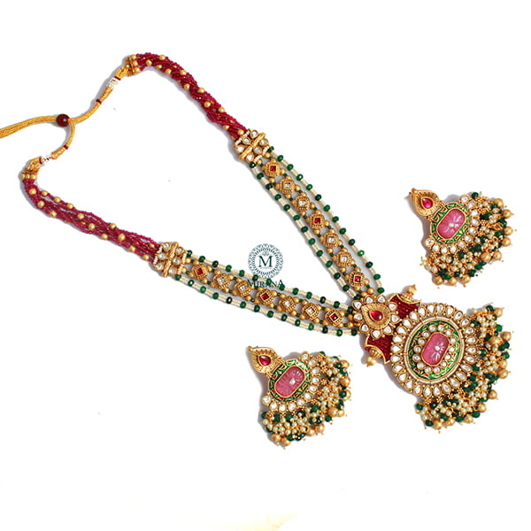 Nihari Multi Colour Antique Long Necklace Set