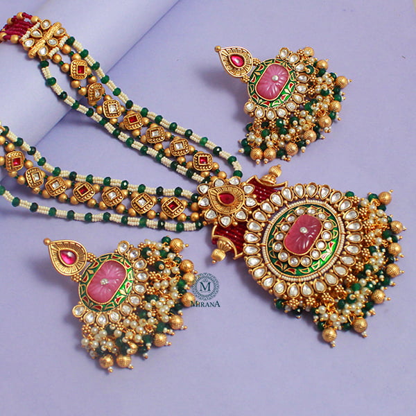 Nihari Multi Colour Antique Long Necklace Set