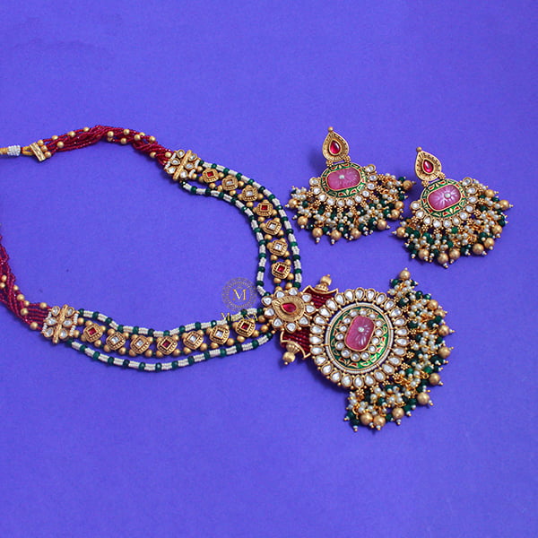 Nihari Multi Colour Antique Long Necklace Set