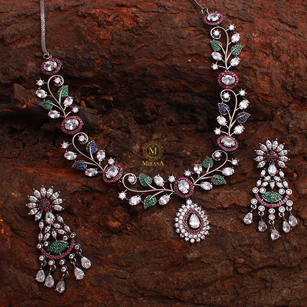 Kitty Multi Colour CZ Designer Necklace Set