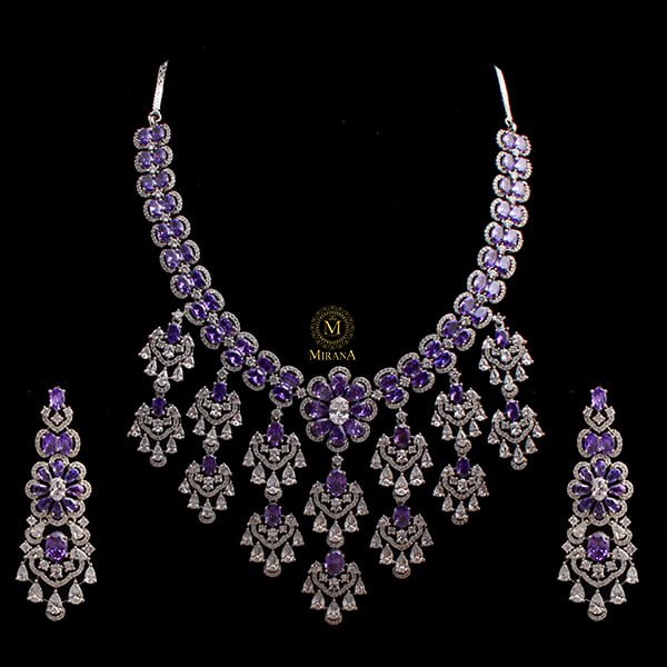 Rennie Lavender CZ Designer Necklace Set