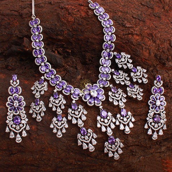 Rennie Lavender CZ Designer Necklace Set