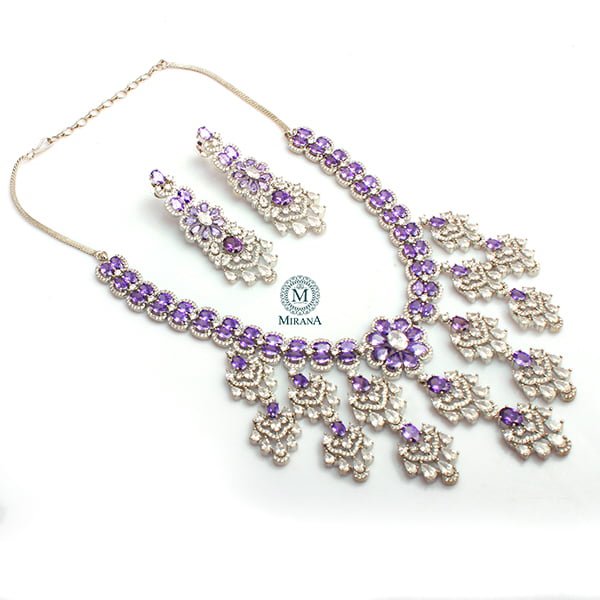 Rennie Lavender CZ Designer Necklace Set