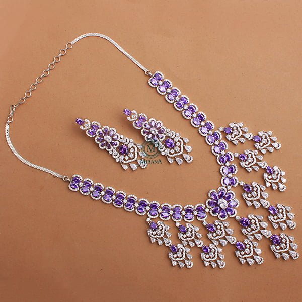 Rennie Lavender CZ Designer Necklace Set