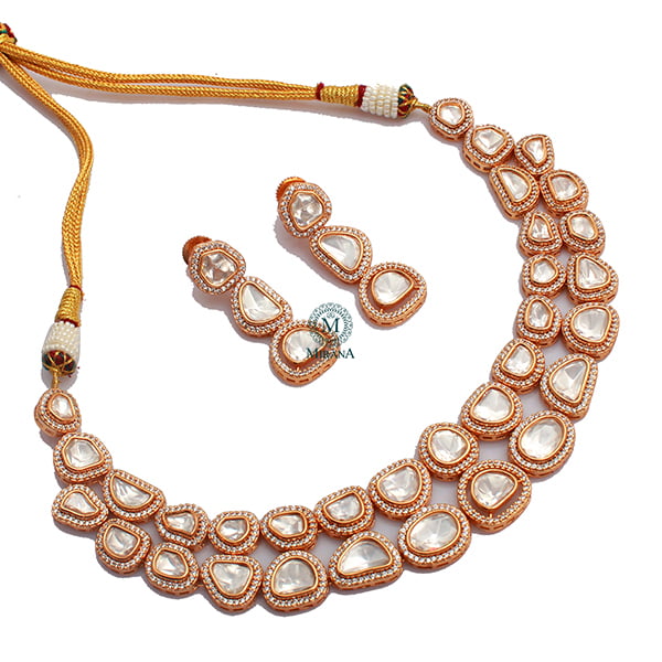 Myra Double Layered Uncut Polki Necklace Set