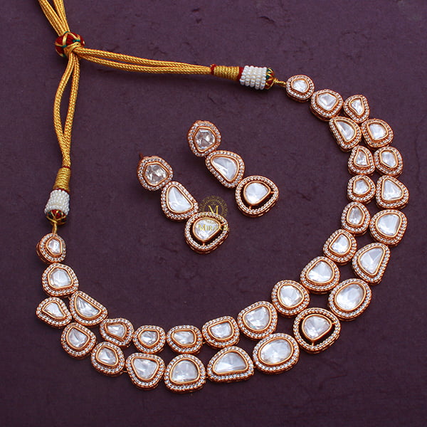 Myra Double Layered Uncut Polki Necklace Set