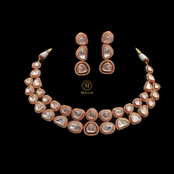 Myra Double Layered Uncut Polki Necklace Set