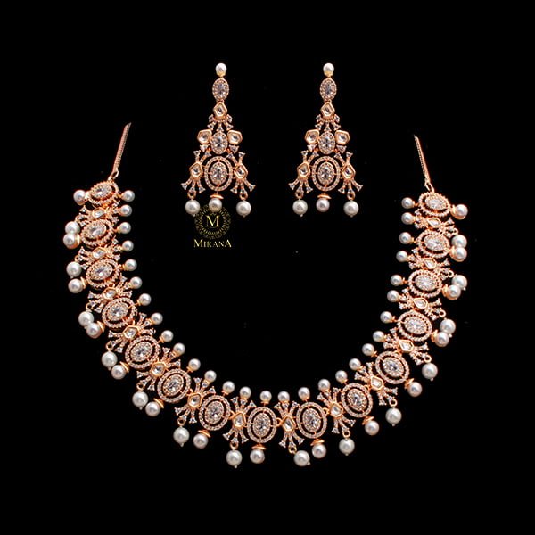 Dannika Pearl Polki Designer Necklace Set