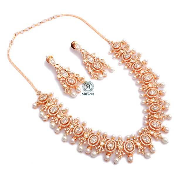 Dannika Pearl Polki Designer Necklace Set