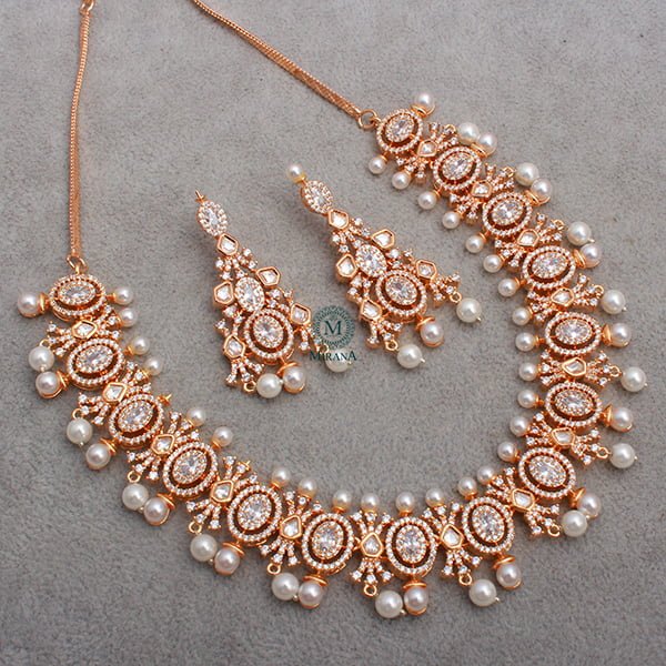 Dannika Pearl Polki Designer Necklace Set