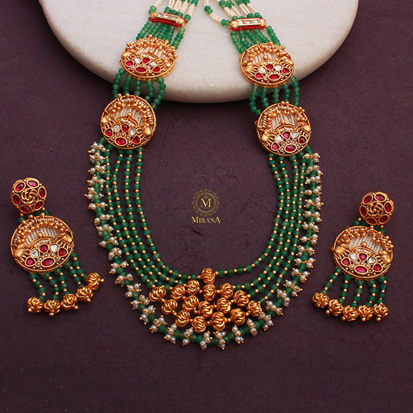 Rhysika Multi Colour Antique Long Necklace Set