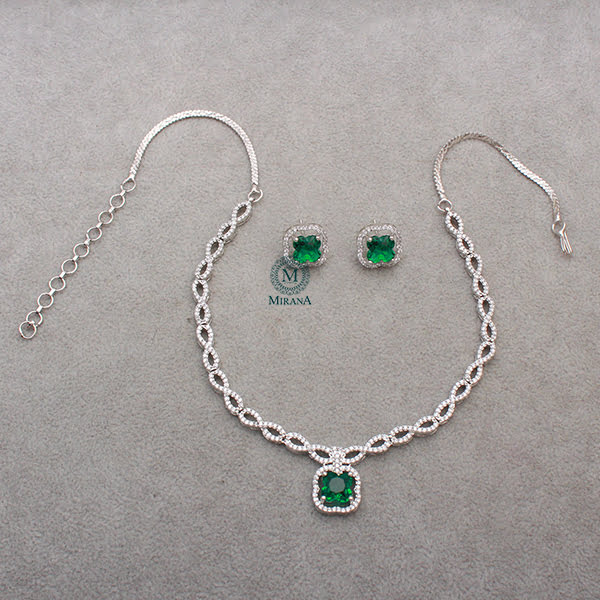 Mishi Emerald Green Designer Necklace Set