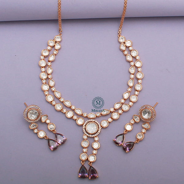 Tishya Lavender Polki Designer Necklace Set