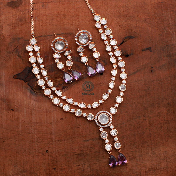 Tishya Lavender Polki Designer Necklace Set