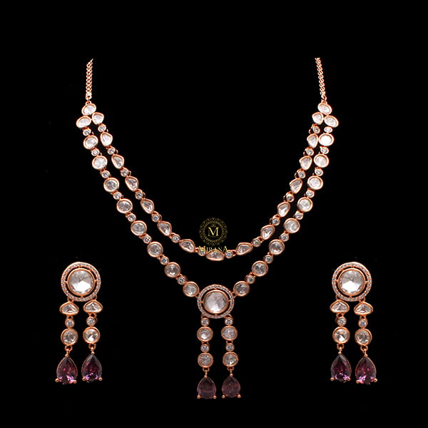 Tishya Lavender Polki Designer Necklace Set