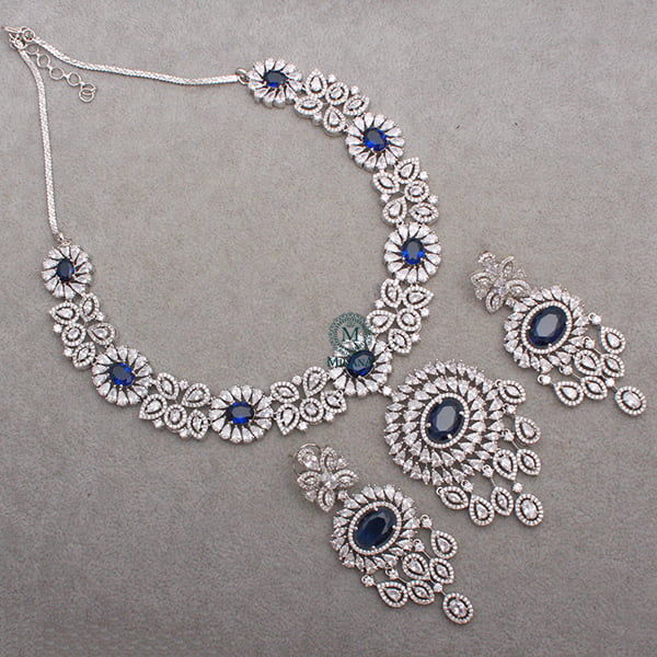 Freya Sapphire Blue Designer Necklace Set