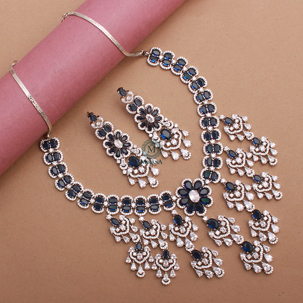 Rennie Sapphire Blue Designer Necklace Set