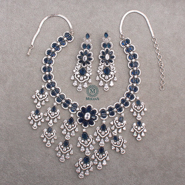 Rennie Sapphire Blue Designer Necklace Set