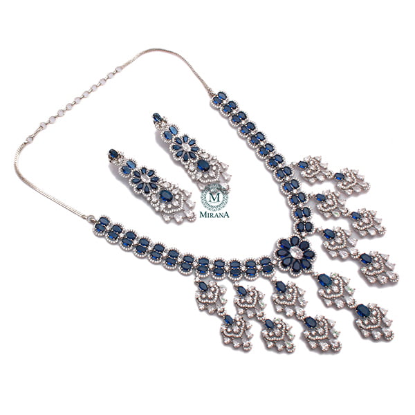 Rennie Sapphire Blue Designer Necklace Set