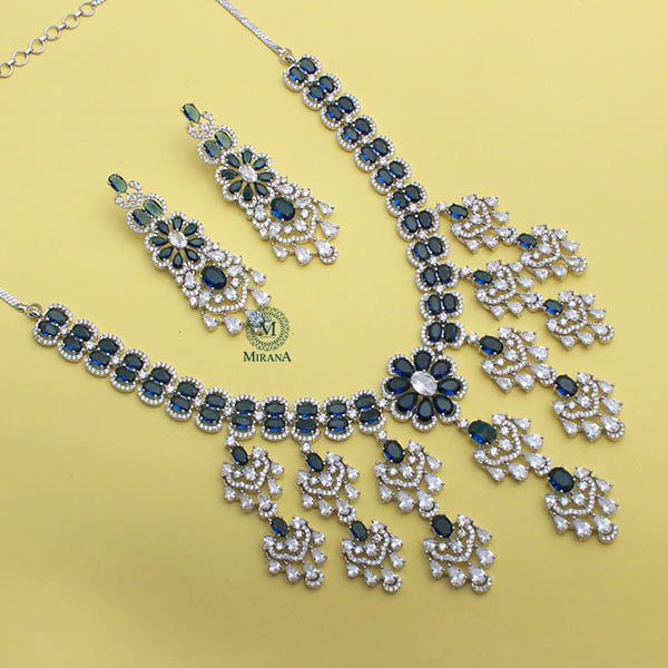 Rennie Sapphire Blue Designer Necklace Set