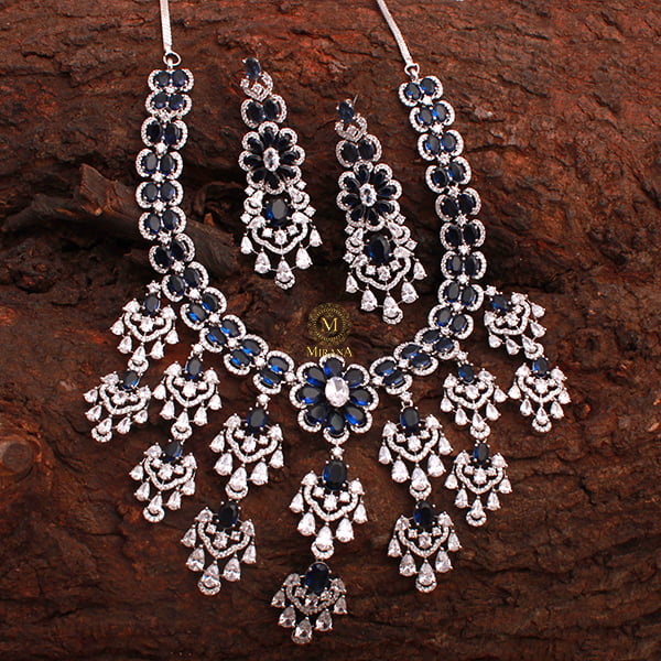 Rennie Sapphire Blue Designer Necklace Set