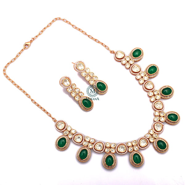 Anaya Emerald Green Moissanite Necklace Set