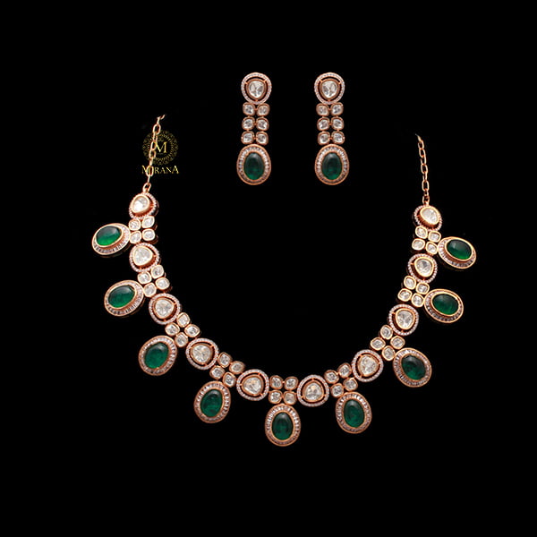 Anaya Emerald Green Moissanite Necklace Set