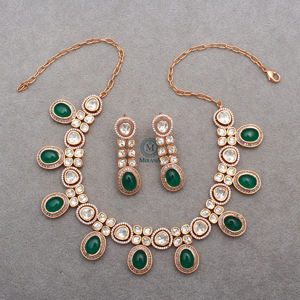 Anaya Emerald Green Moissanite Necklace Set