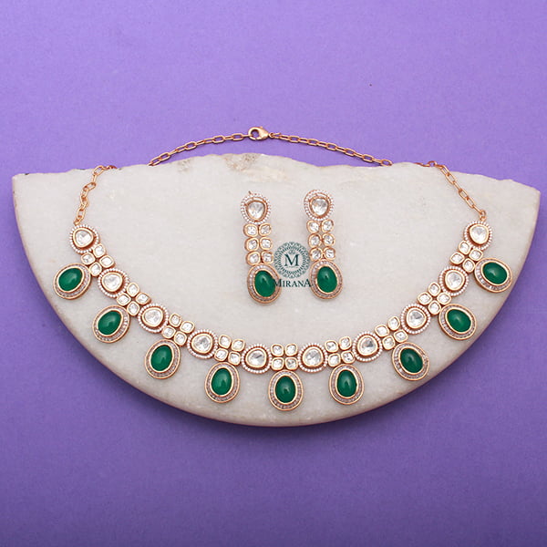 Anaya Emerald Green Moissanite Necklace Set