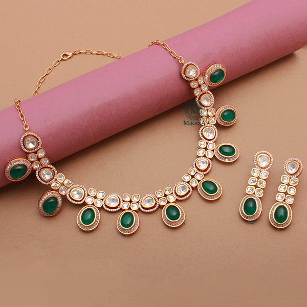 Anaya Emerald Green Moissanite Necklace Set