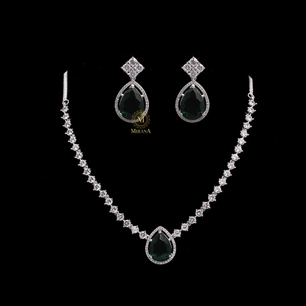 Helen Emerald Green Designer Necklace Set