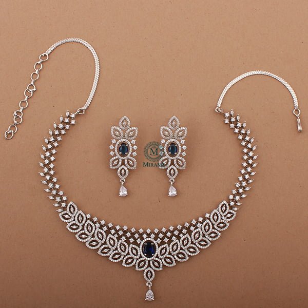 Calle Sapphire Blue Designer Necklace Set