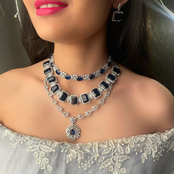 Pari Sapphire Blue Designer Combo Set