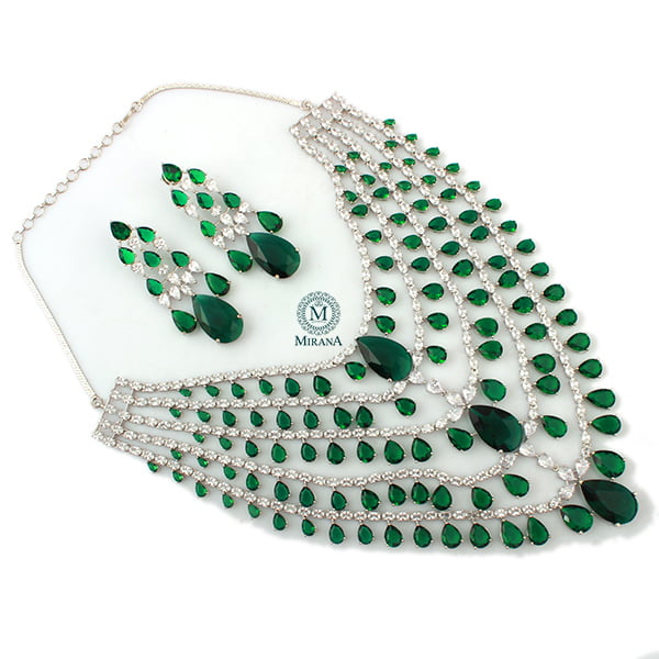 Kyle Emerald Green Five Layered Necklace Set